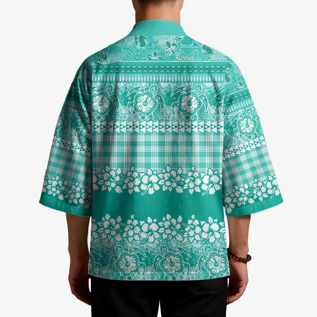 Hawaiian Hibiscus Honu Kimono Turquoise Mele Kalikimaka Palaka Spirit - Polynesian Pride