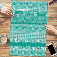 Hawaiian Hibiscus Honu Puzzle Turquoise Mele Kalikimaka Palaka Spirit - Polynesian Pride