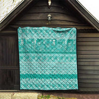 Hawaiian Hibiscus Honu Quilt Turquoise Mele Kalikimaka Palaka Spirit - Polynesian Pride