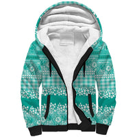 Hawaiian Hibiscus Honu Sherpa Hoodie Turquoise Mele Kalikimaka Palaka Spirit - Polynesian Pride