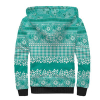 Hawaiian Hibiscus Honu Sherpa Hoodie Turquoise Mele Kalikimaka Palaka Spirit - Polynesian Pride