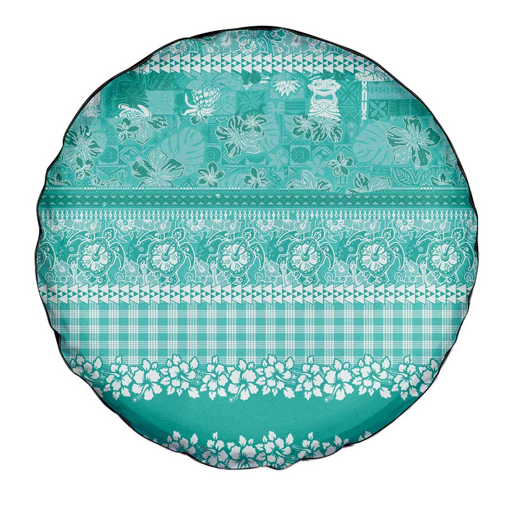 Hawaiian Hibiscus Honu Spare Tire Cover Turquoise Mele Kalikimaka Palaka Spirit - Polynesian Pride