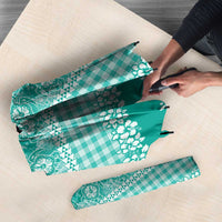 Hawaiian Hibiscus Honu Umbrella Turquoise Mele Kalikimaka Palaka Spirit - Polynesian Pride