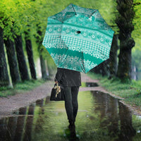 Hawaiian Hibiscus Honu Umbrella Turquoise Mele Kalikimaka Palaka Spirit - Polynesian Pride