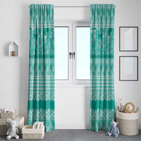 Hawaiian Hibiscus Honu Window Curtain Turquoise Mele Kalikimaka Palaka Spirit - Polynesian Pride