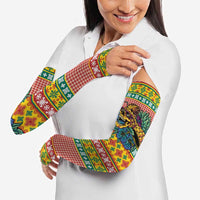 Hawaiian Pineapples Skull Arm Sleeves Mele Kalikimaka Palaka Quilt Pattern - Polynesian Pride