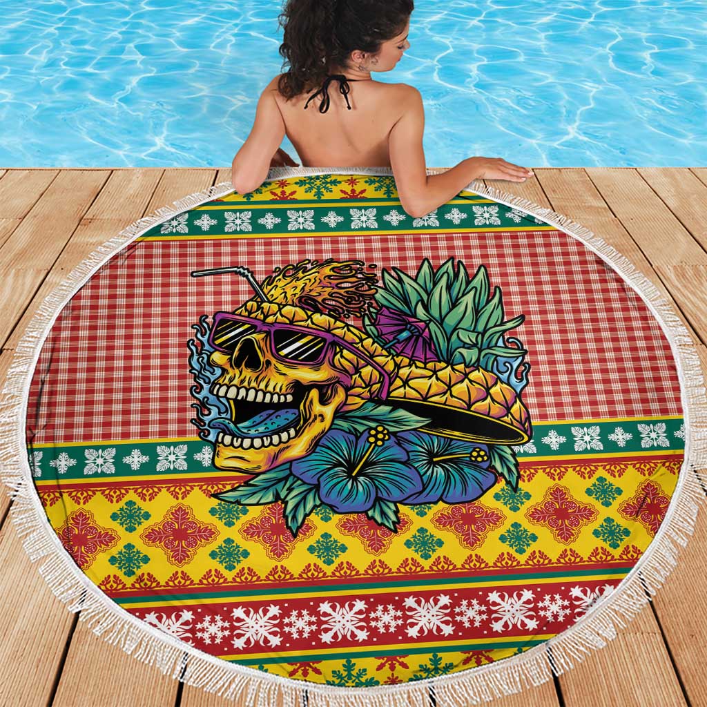 Hawaiian Pineapples Skull Beach Blanket Mele Kalikimaka Palaka Quilt Pattern - Polynesian Pride