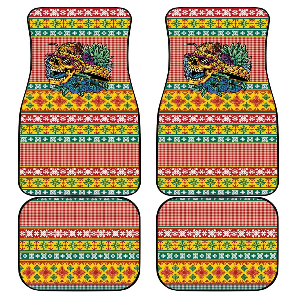Hawaiian Pineapples Skull Car Mats Mele Kalikimaka Palaka Quilt Pattern - Polynesian Pride