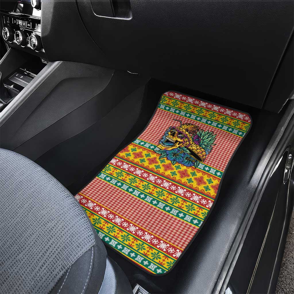Hawaiian Pineapples Skull Car Mats Mele Kalikimaka Palaka Quilt Pattern - Polynesian Pride