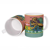 Hawaiian Pineapples Skull Ceramic Mug Mele Kalikimaka Palaka Quilt Pattern - Polynesian Pride