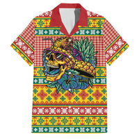 Hawaiian Pineapples Skull Family Matching Long Sleeve Bodycon Dress and Hawaiian Shirt Mele Kalikimaka Palaka Quilt Pattern - Polynesian Pride