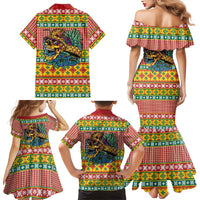 Hawaiian Pineapples Skull Family Matching Mermaid Dress and Hawaiian Shirt Mele Kalikimaka Palaka Quilt Pattern - Polynesian Pride