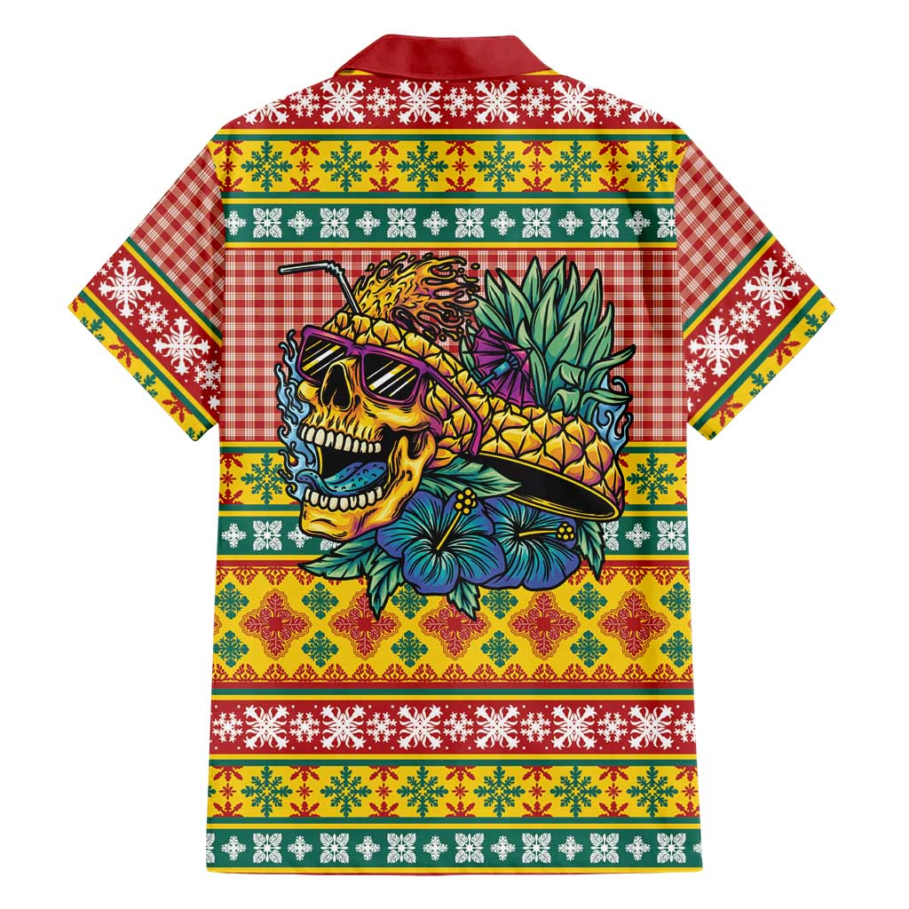 Hawaiian Pineapples Skull Family Matching Mermaid Dress and Hawaiian Shirt Mele Kalikimaka Palaka Quilt Pattern - Polynesian Pride