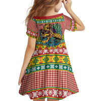 Hawaiian Pineapples Skull Family Matching Short Sleeve Bodycon Dress and Hawaiian Shirt Mele Kalikimaka Palaka Quilt Pattern - Polynesian Pride