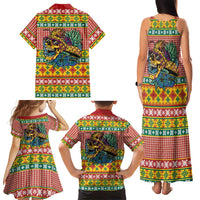 Hawaiian Pineapples Skull Family Matching Tank Maxi Dress and Hawaiian Shirt Mele Kalikimaka Palaka Quilt Pattern - Polynesian Pride