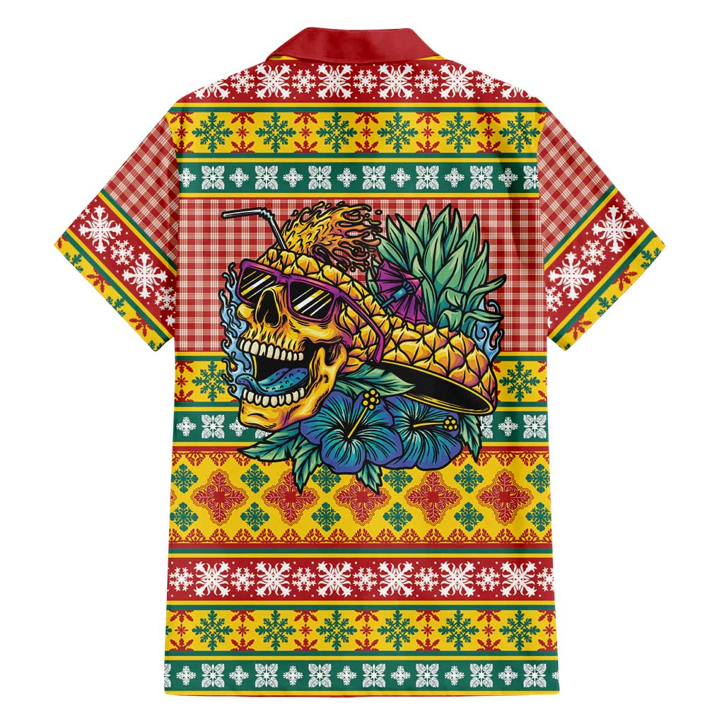 Hawaiian Pineapples Skull Family Matching Tank Maxi Dress and Hawaiian Shirt Mele Kalikimaka Palaka Quilt Pattern - Polynesian Pride