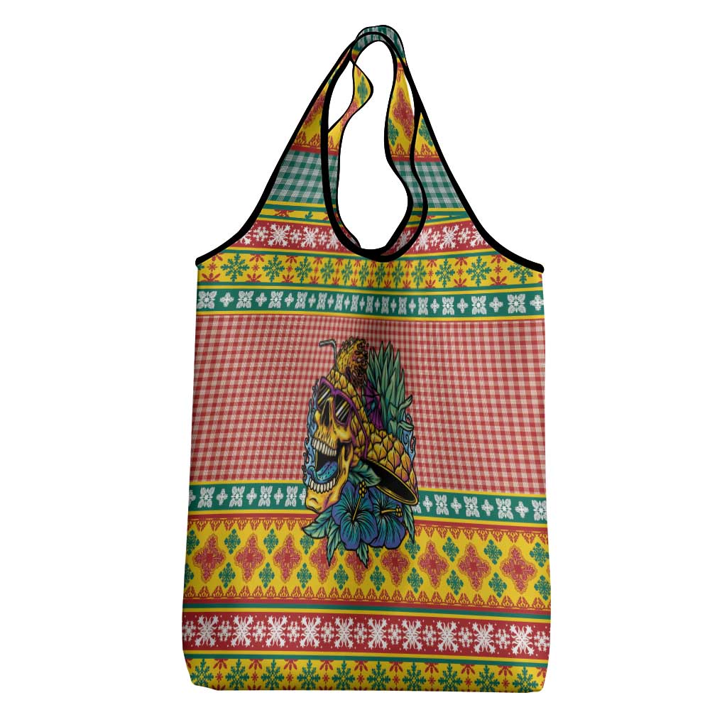 Hawaiian Pineapples Skull Grocery Bag Mele Kalikimaka Palaka Quilt Pattern - Polynesian Pride
