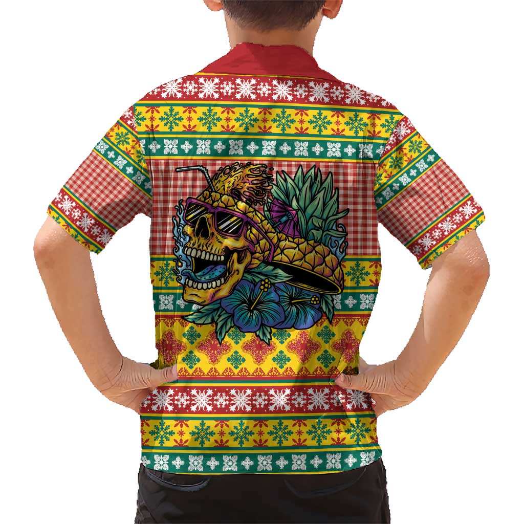 Hawaiian Pineapples Skull Kid Hawaiian Shirt Mele Kalikimaka Palaka Quilt Pattern - Polynesian Pride