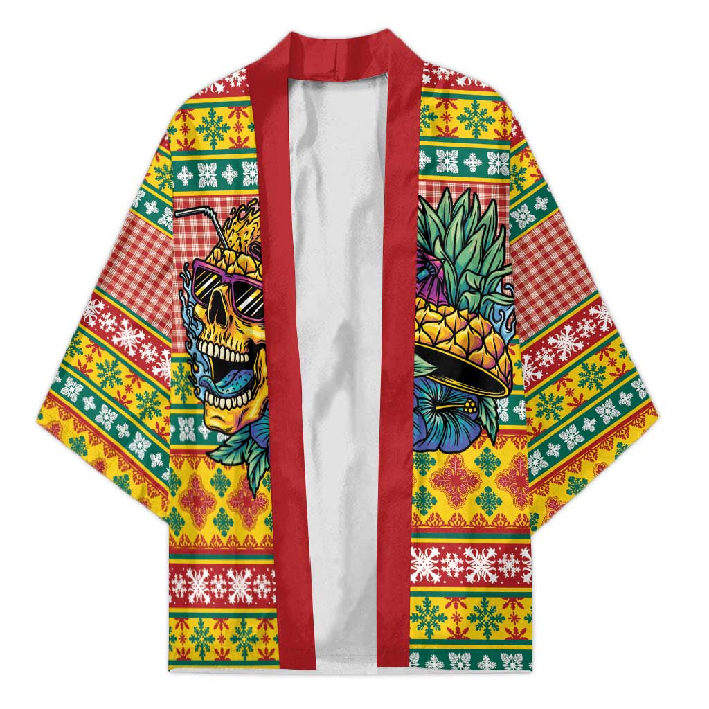 Hawaiian Pineapples Skull Kimono Mele Kalikimaka Palaka Quilt Pattern - Polynesian Pride