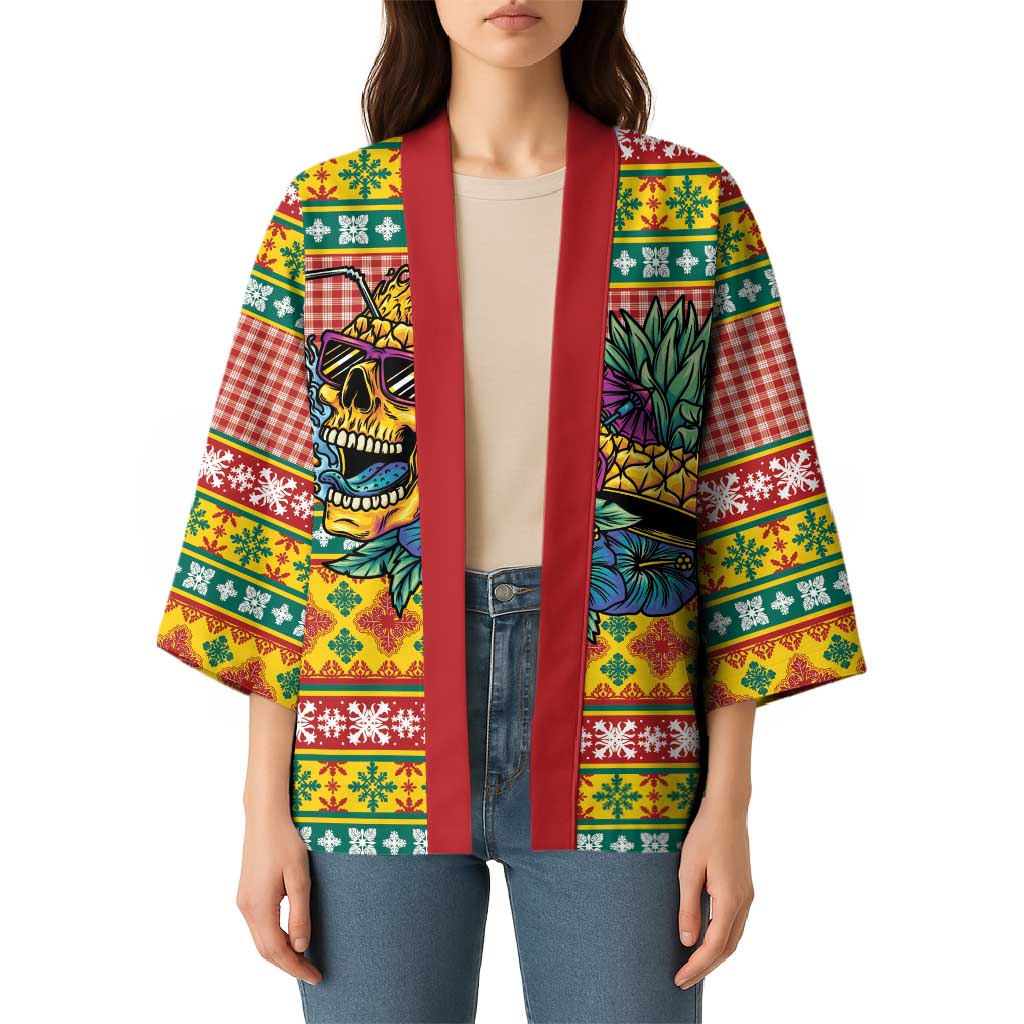 Hawaiian Pineapples Skull Kimono Mele Kalikimaka Palaka Quilt Pattern - Polynesian Pride