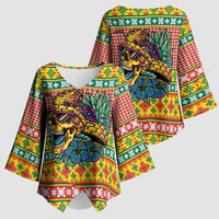 Hawaiian Pineapples Skull Kimono Sleeve Blouse Mele Kalikimaka Palaka Quilt Pattern - Polynesian Pride