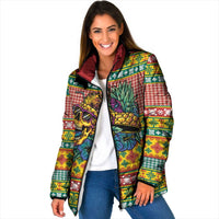 Hawaiian Pineapples Skull Padded Jacket Mele Kalikimaka Palaka Quilt Pattern - Polynesian Pride