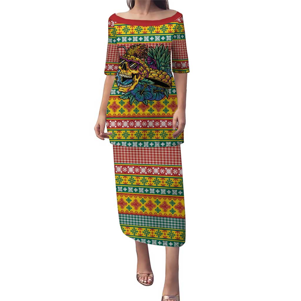 Hawaiian Pineapples Skull Puletasi Mele Kalikimaka Palaka Quilt Pattern - Polynesian Pride