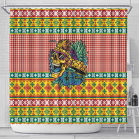 Hawaiian Pineapples Skull Shower Curtain Mele Kalikimaka Palaka Quilt Pattern - Polynesian Pride