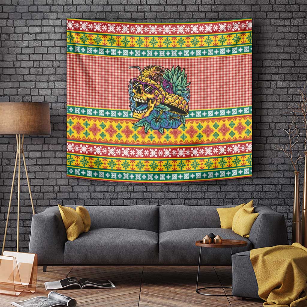 Hawaiian Pineapples Skull Tapestry Mele Kalikimaka Palaka Quilt Pattern - Polynesian Pride