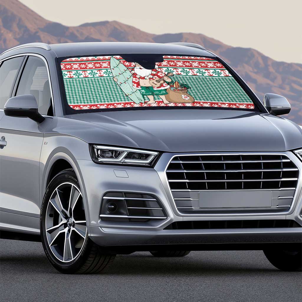 Hawaiian Funny Santa Surf Auto Sun Shade Mele Kalikimaka Palaka Quilt Pattern - Polynesian Pride