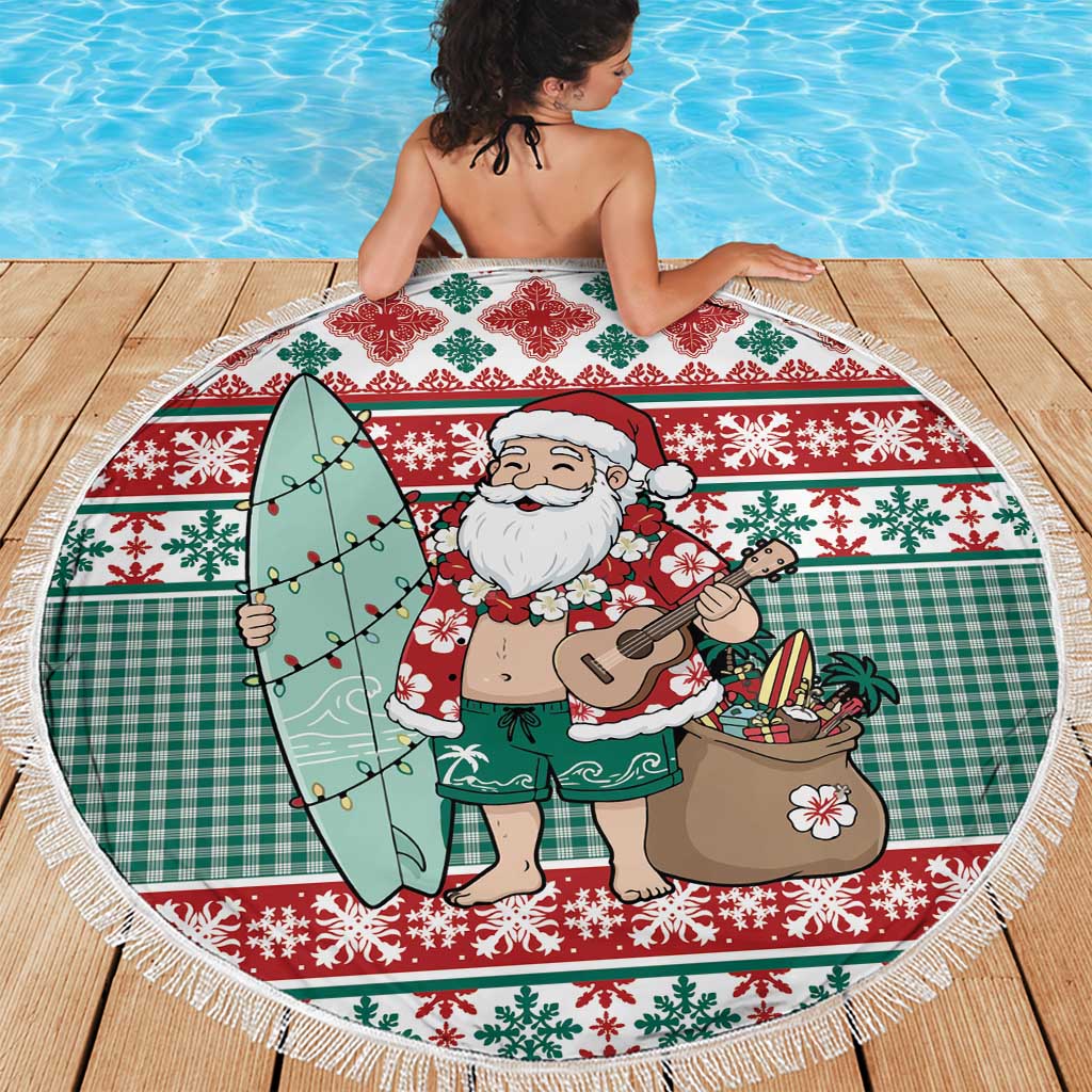 Hawaiian Funny Santa Surf Beach Blanket Mele Kalikimaka Palaka Quilt Pattern - Polynesian Pride