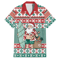 Hawaiian Funny Santa Surf Family Matching Tank Maxi Dress and Hawaiian Shirt Mele Kalikimaka Palaka Quilt Pattern LT9 Dad's Shirt - Short Sleeve Green - Polynesian Pride