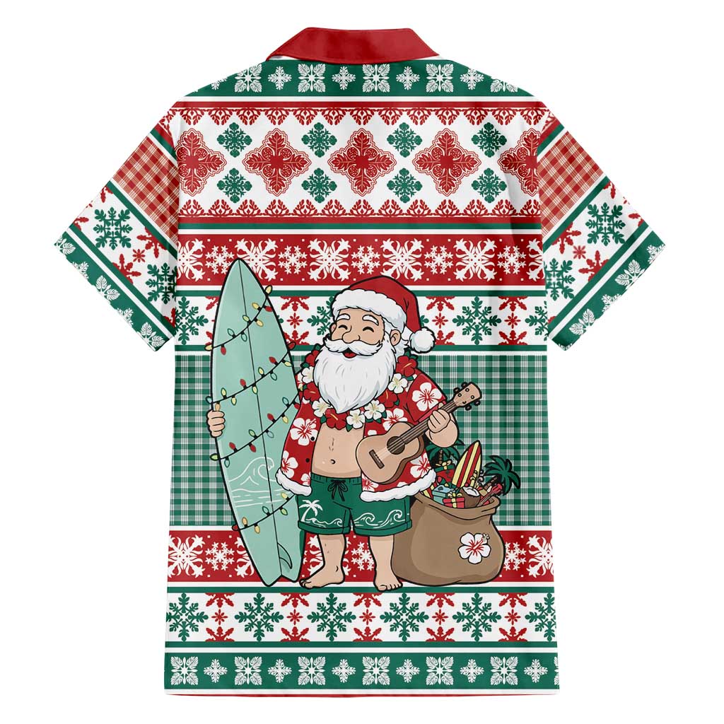 Hawaiian Funny Santa Surf Family Matching Tank Maxi Dress and Hawaiian Shirt Mele Kalikimaka Palaka Quilt Pattern LT9 - Polynesian Pride