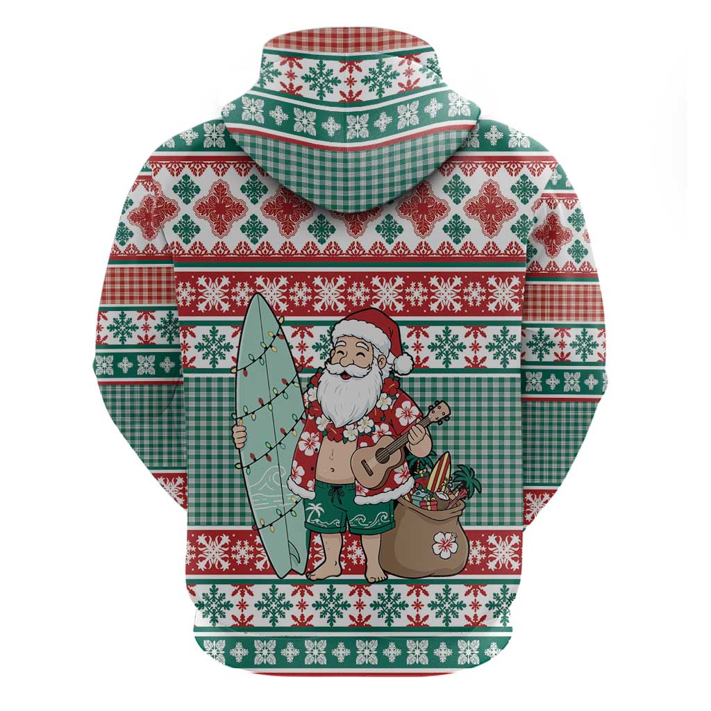 Hawaiian Funny Santa Surf Hoodie Mele Kalikimaka Palaka Quilt Pattern - Polynesian Pride