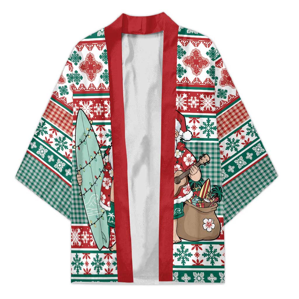 Hawaiian Funny Santa Surf Kimono Mele Kalikimaka Palaka Quilt Pattern - Polynesian Pride
