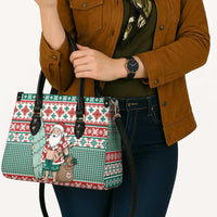 Hawaiian Funny Santa Surf Leather Bag Mele Kalikimaka Palaka Quilt Pattern - Polynesian Pride