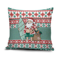 Hawaiian Funny Santa Surf Pillow Cover Mele Kalikimaka Palaka Quilt Pattern - Polynesian Pride