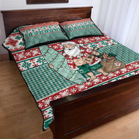 Hawaiian Funny Santa Surf Quilt Bed Set Mele Kalikimaka Palaka Quilt Pattern - Polynesian Pride