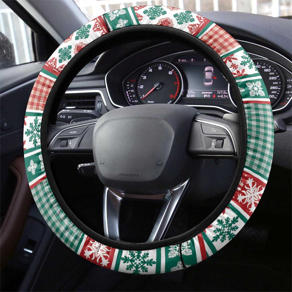Hawaiian Funny Santa Surf Steering Wheel Cover Mele Kalikimaka Palaka Quilt Pattern - Polynesian Pride