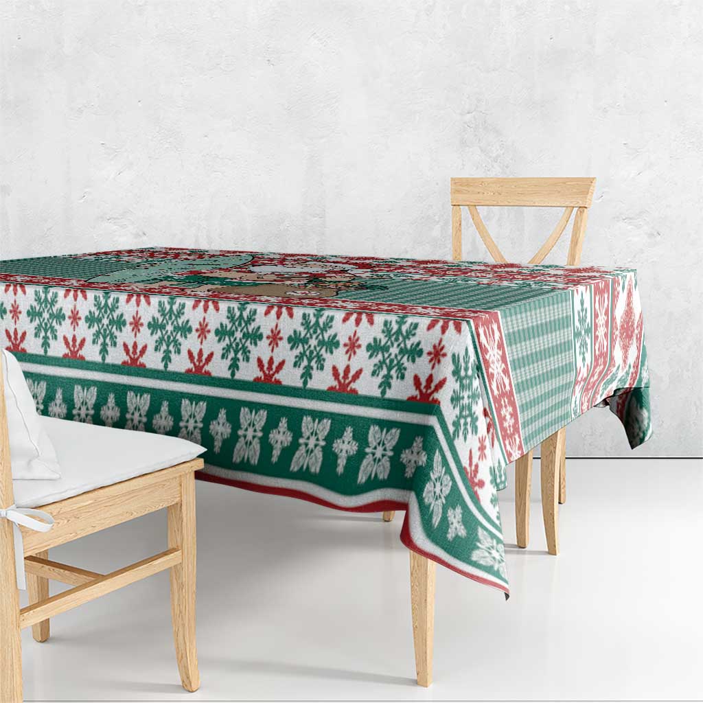 Hawaiian Funny Santa Surf Tablecloth Mele Kalikimaka Palaka Quilt Pattern - Polynesian Pride