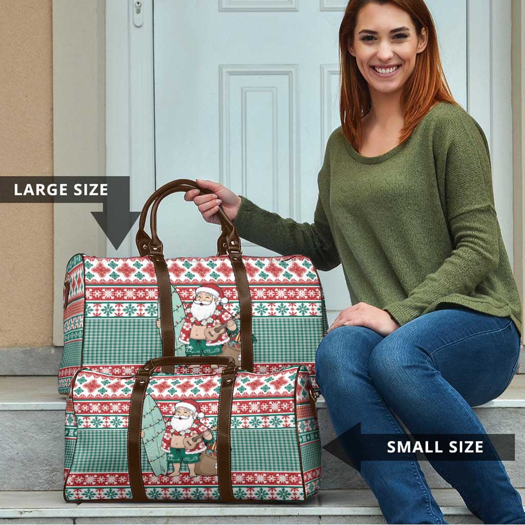 Hawaiian Funny Santa Surf Travel Bag Mele Kalikimaka Palaka Quilt Pattern - Polynesian Pride