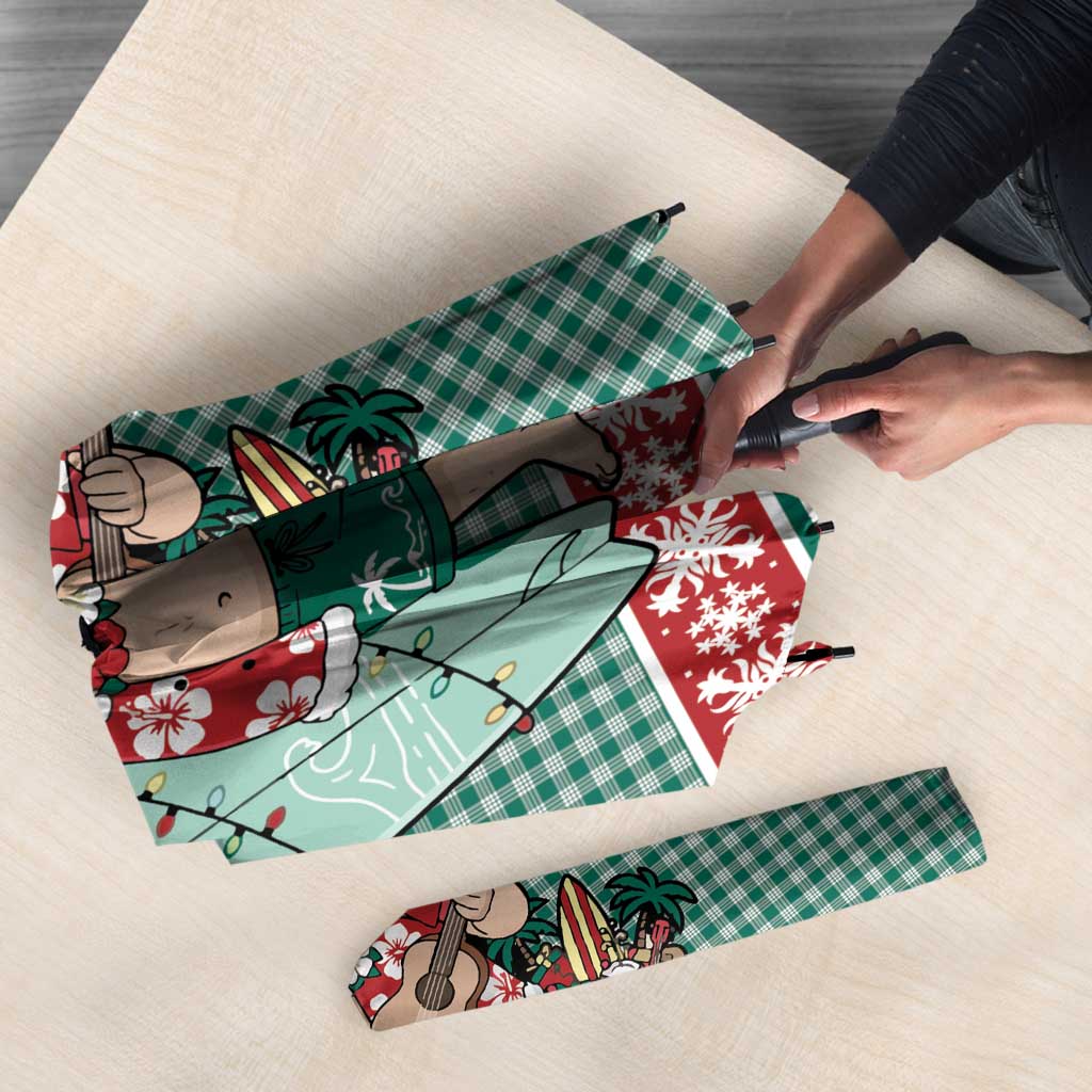 Hawaiian Funny Santa Surf Umbrella Mele Kalikimaka Palaka Quilt Pattern - Polynesian Pride