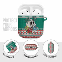 Hawaiian Skull Surfs AirPods Case Mele Kalikimaka Palaka Quilt Pattern - Polynesian Pride
