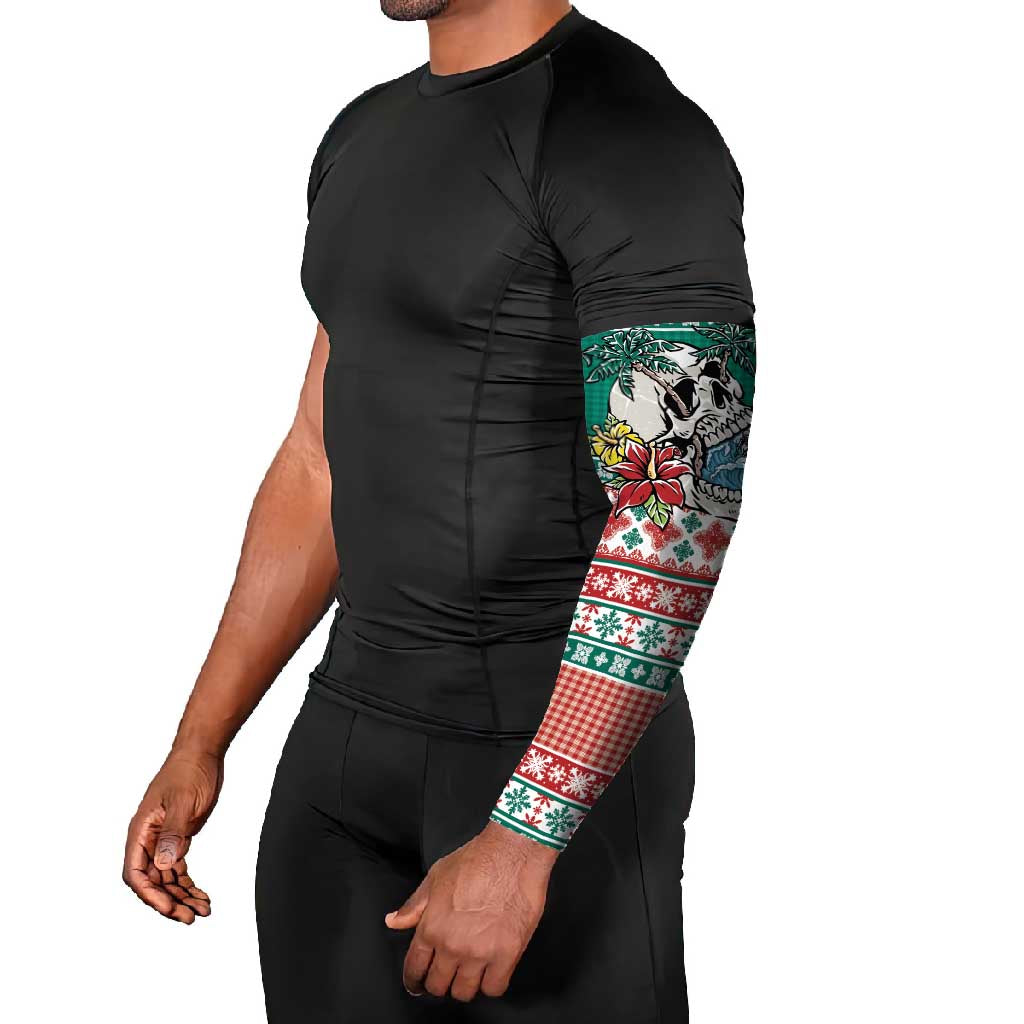 Hawaiian Skull Surfs Arm Sleeves Mele Kalikimaka Palaka Quilt Pattern - Polynesian Pride