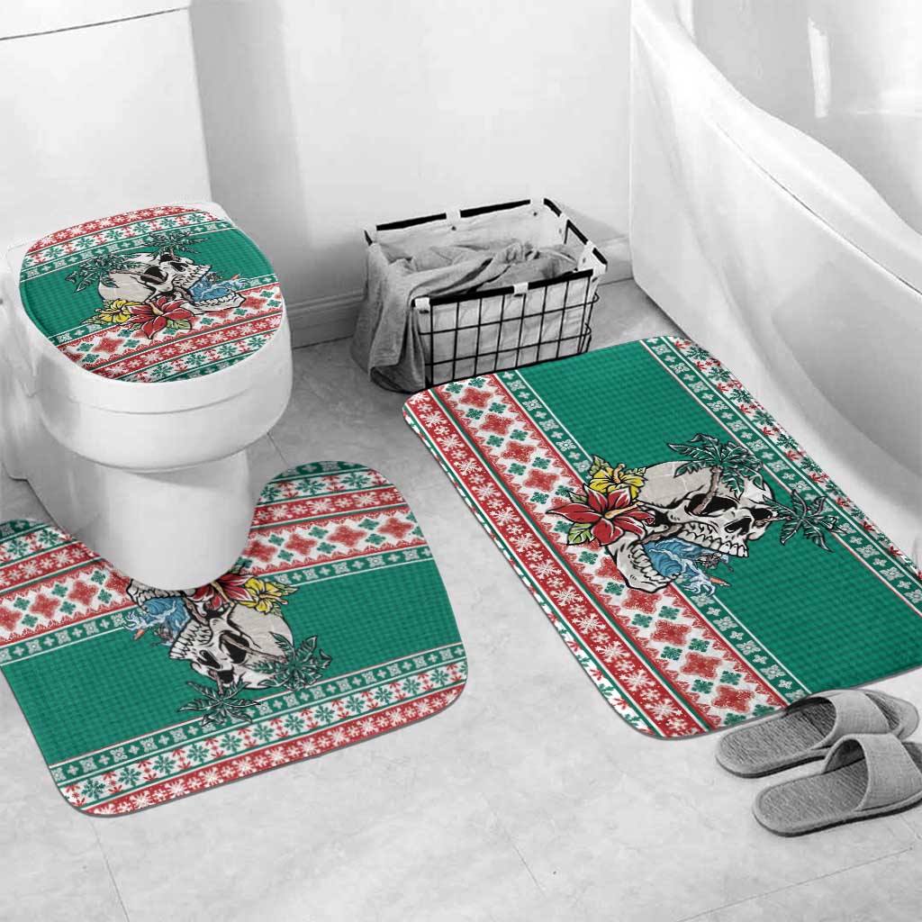 Hawaiian Skull Surfs Bathroom Set Mele Kalikimaka Palaka Quilt Pattern - Polynesian Pride