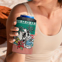 Hawaiian Skull Surfs 4 in 1 Can Cooler Tumbler Mele Kalikimaka Palaka Quilt Pattern - Polynesian Pride