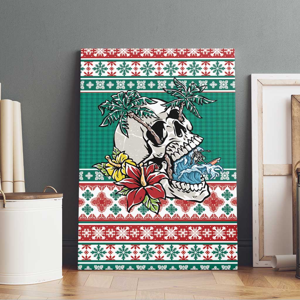 Hawaiian Skull Surfs Canvas Wall Art Mele Kalikimaka Palaka Quilt Pattern - Polynesian Pride