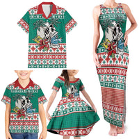 Hawaiian Skull Surfs Family Matching Tank Maxi Dress and Hawaiian Shirt Mele Kalikimaka Palaka Quilt Pattern - Polynesian Pride