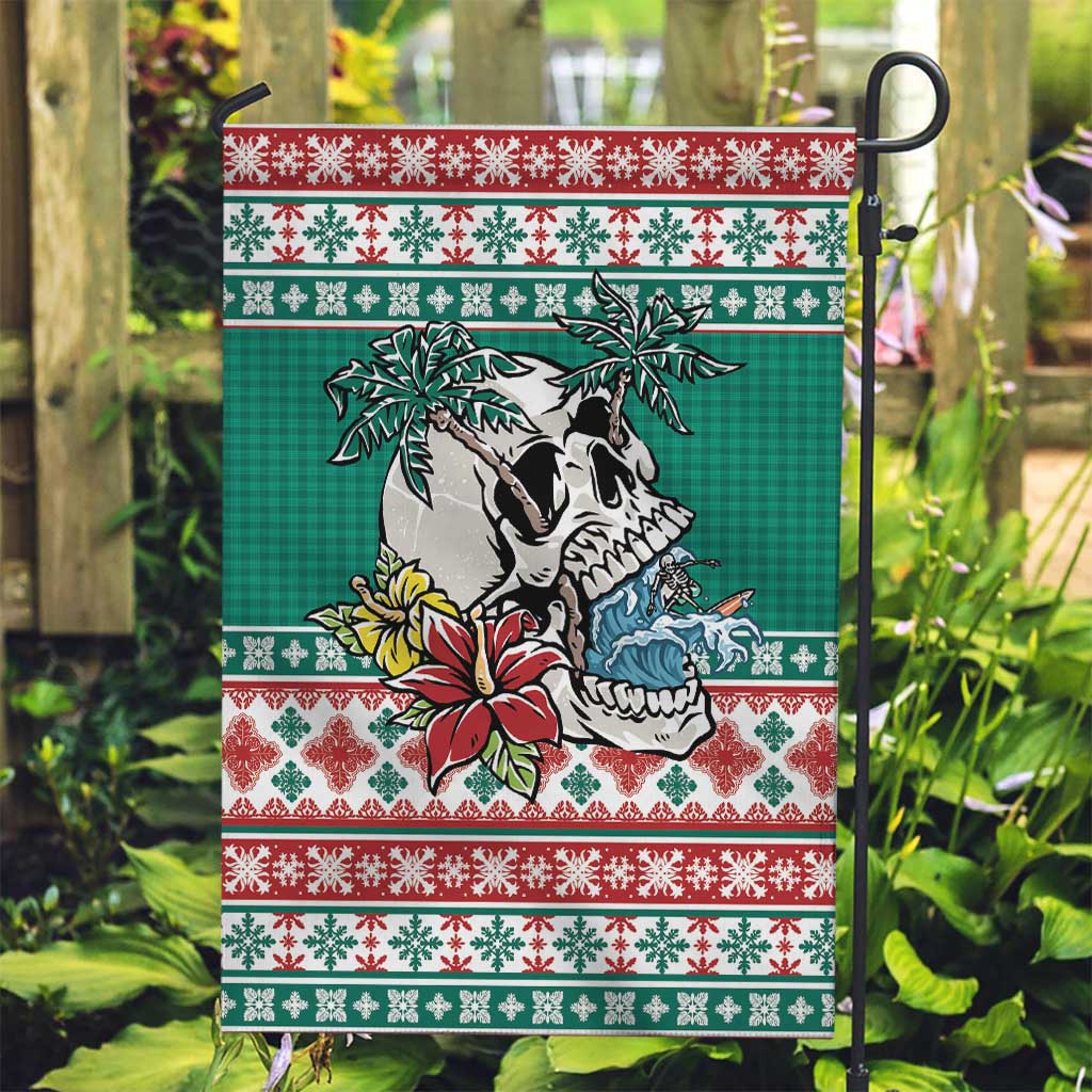 Hawaiian Skull Surfs Garden Flag Mele Kalikimaka Palaka Quilt Pattern - Polynesian Pride
