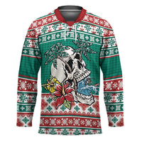 Hawaiian Skull Surfs Hockey Jersey Mele Kalikimaka Palaka Quilt Pattern - Polynesian Pride